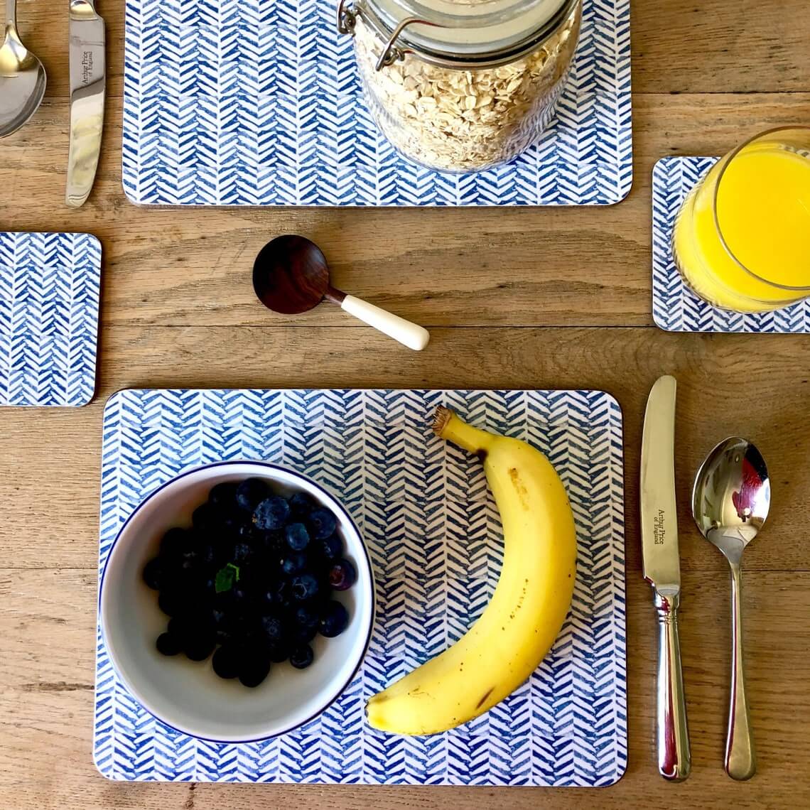 Stunning Blue Geometric Placemat Set