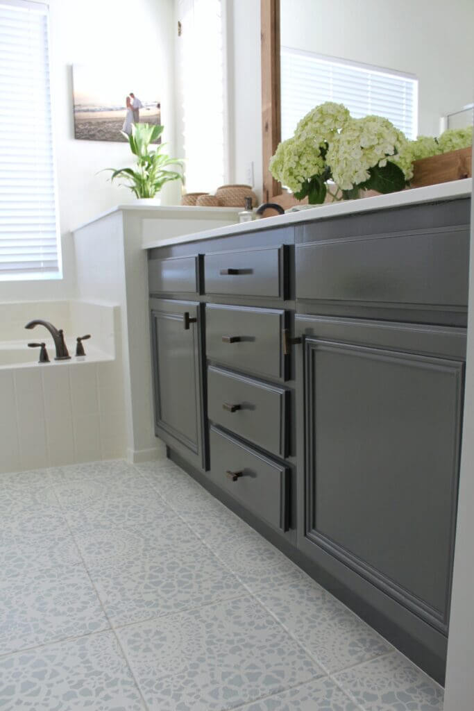 Refinished Gray and White Cabinets