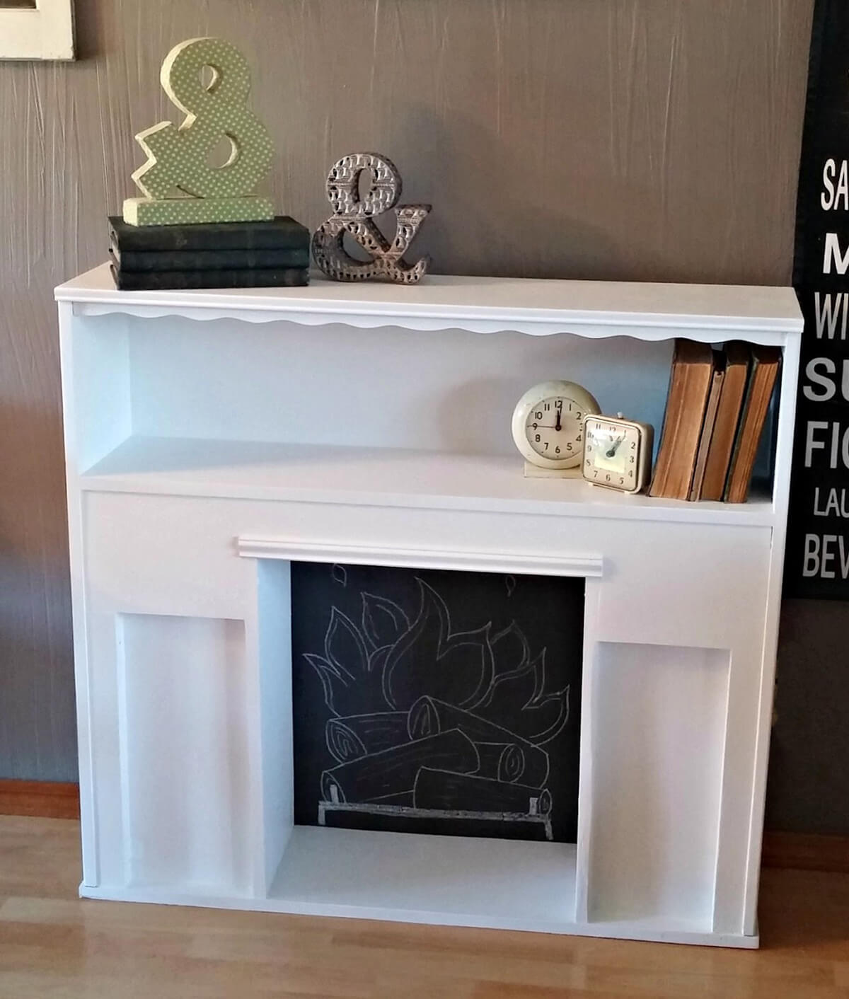 Bookcase Headboard DIY Box Fake Fireplace
