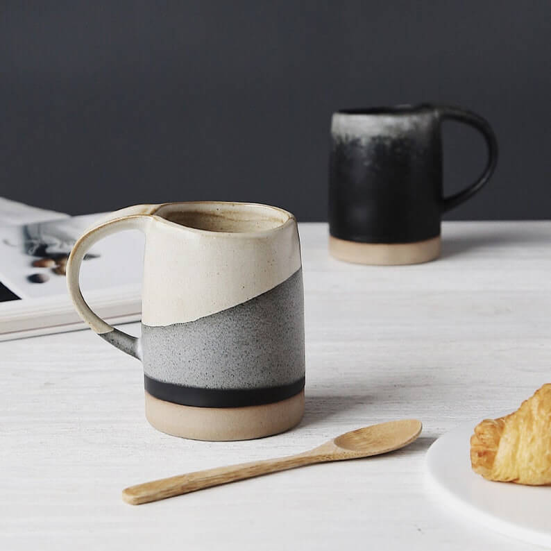 Modern Minimalist Black and White Ceramic Mug