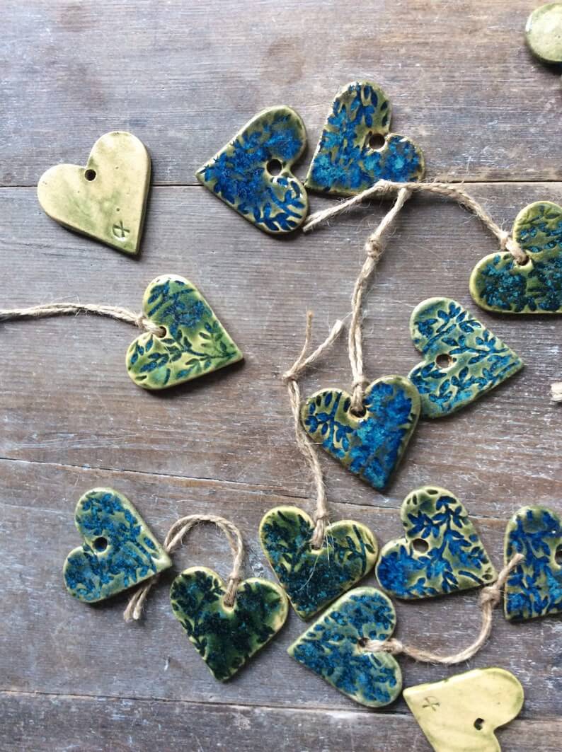 Cute Ceramic Heart Shaped Gift Tag Ornaments