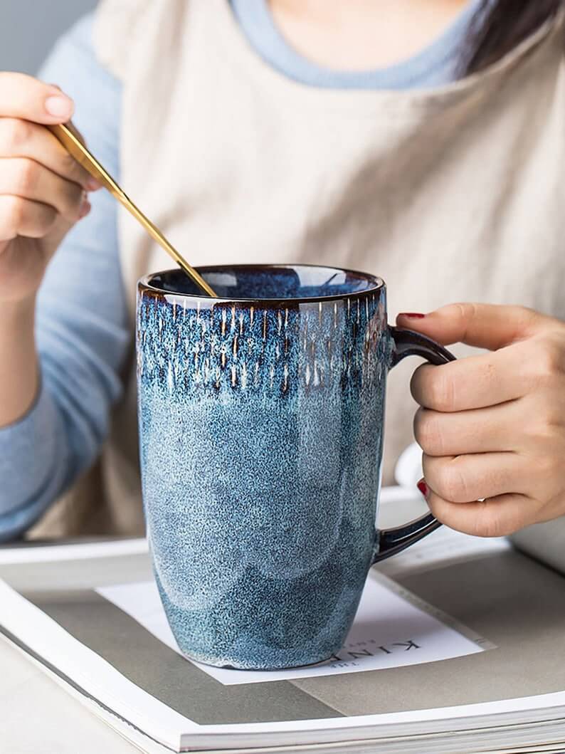 Ceramic Starry Night Bold Blue Coffee Mug
