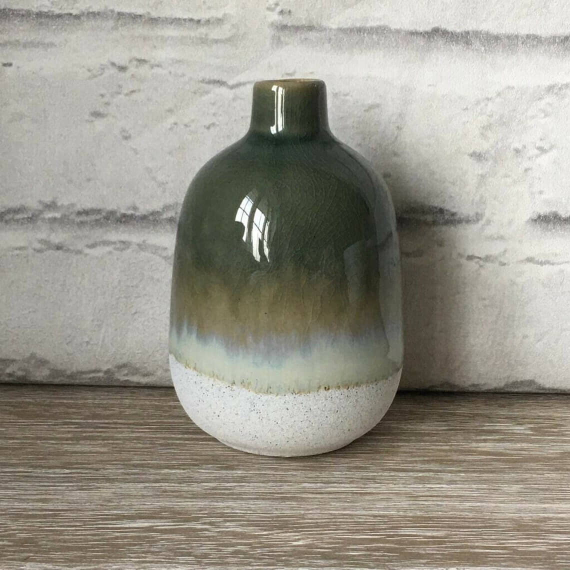 Glossy Green Cascade Ceramic Vase