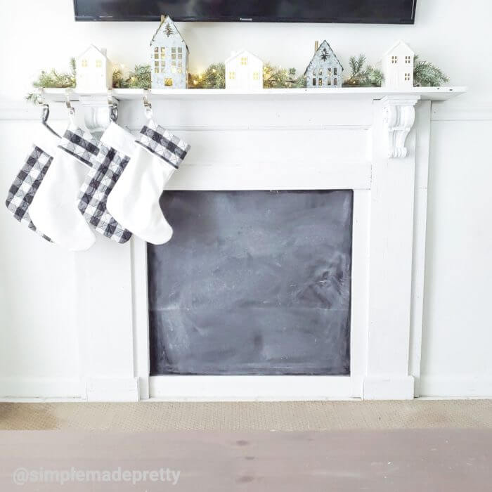 White and Chalkboard Paint Corbel Fake Fireplace