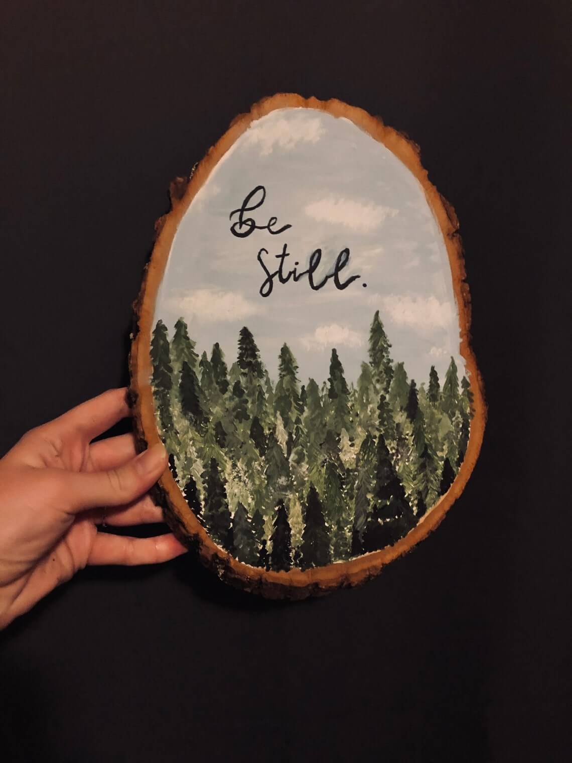 “Be Still” Hand Painted Wood Slice