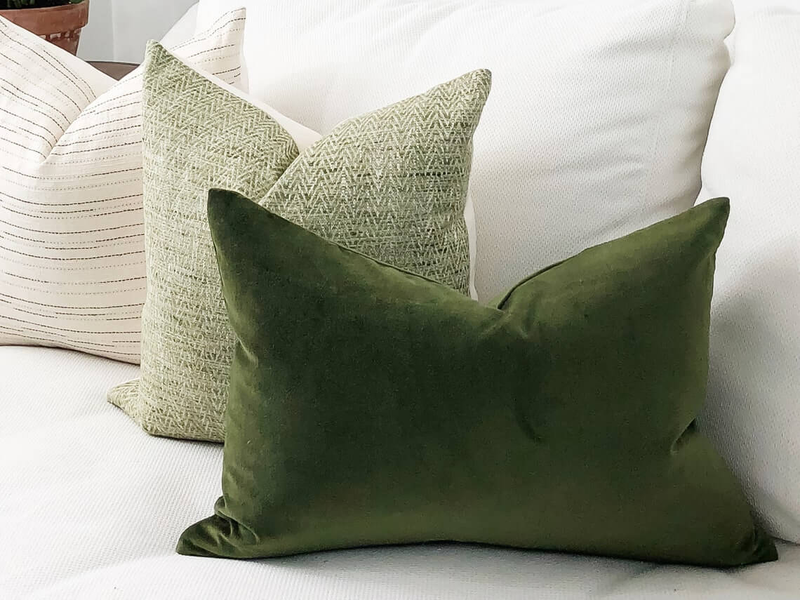 Luxurious Olive Green Velvet Pillow