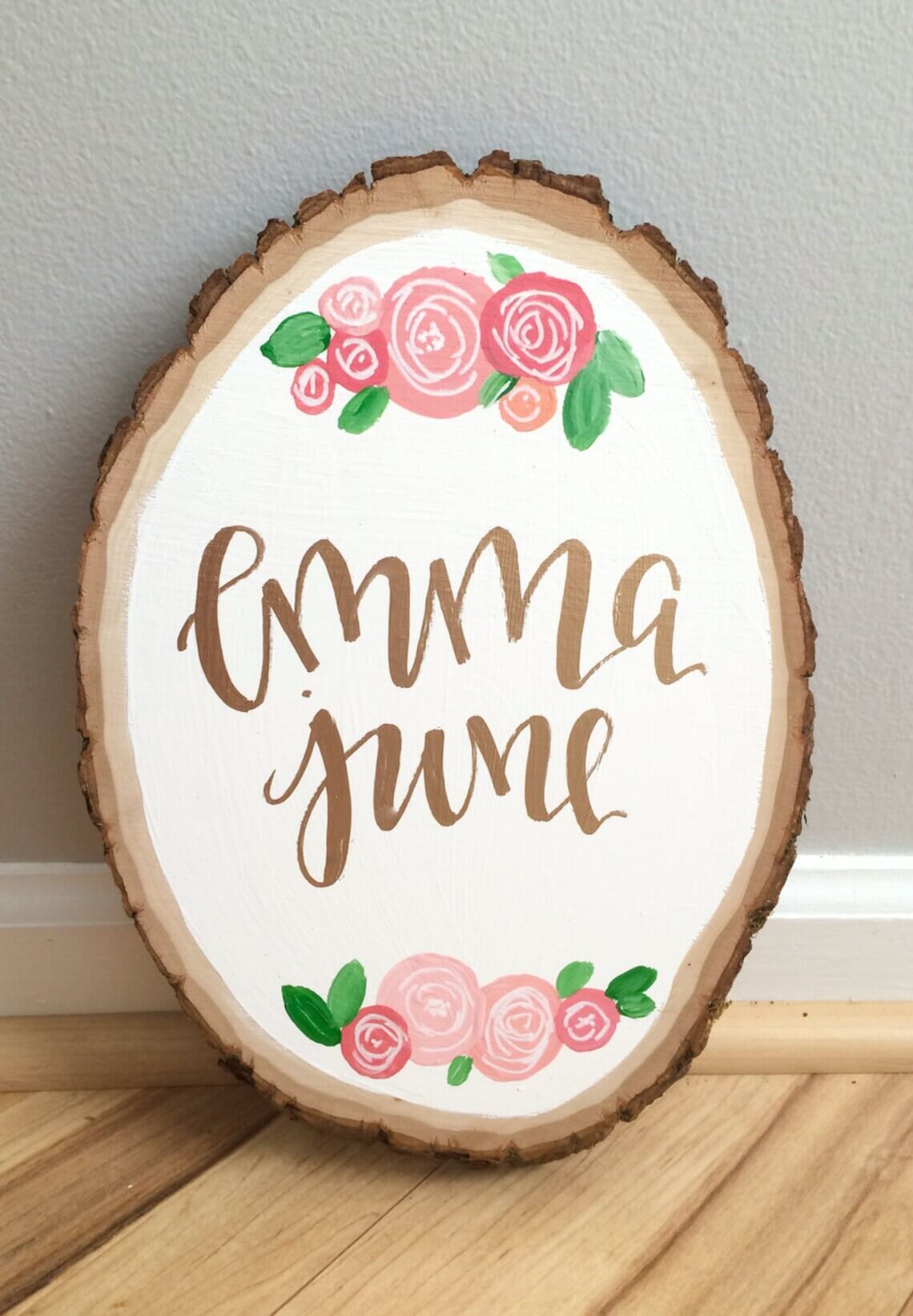 Custom Baby Name Wood Slice Art