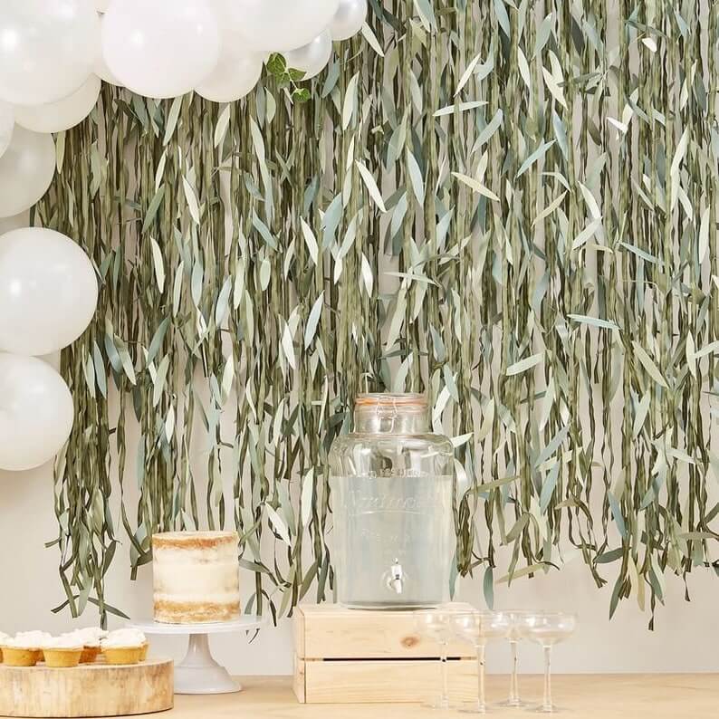 Green and Leafy Ribbon Party Backdrop