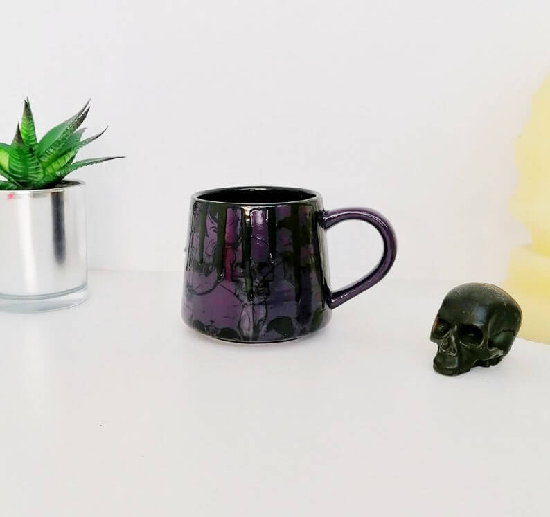 Macabre Purple Skull Coffee Mug