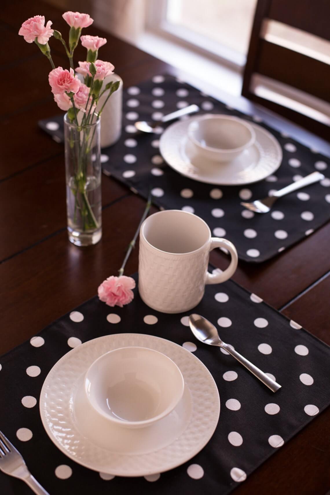 Black and White Polka Dot Placemats