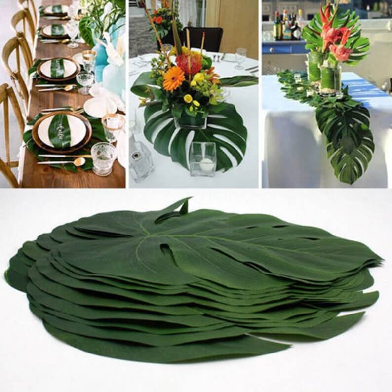 Tropical Jungle Leaf Party Table Decoration