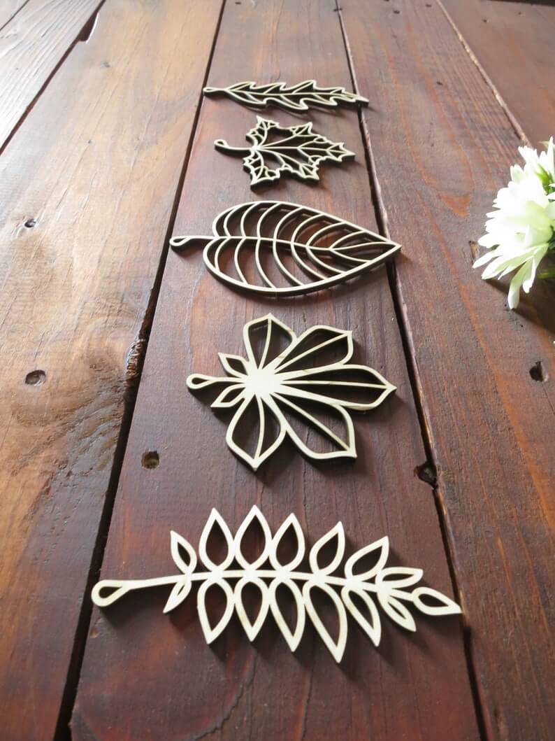 Laser-Cut Leaf Pieces for Home Decor