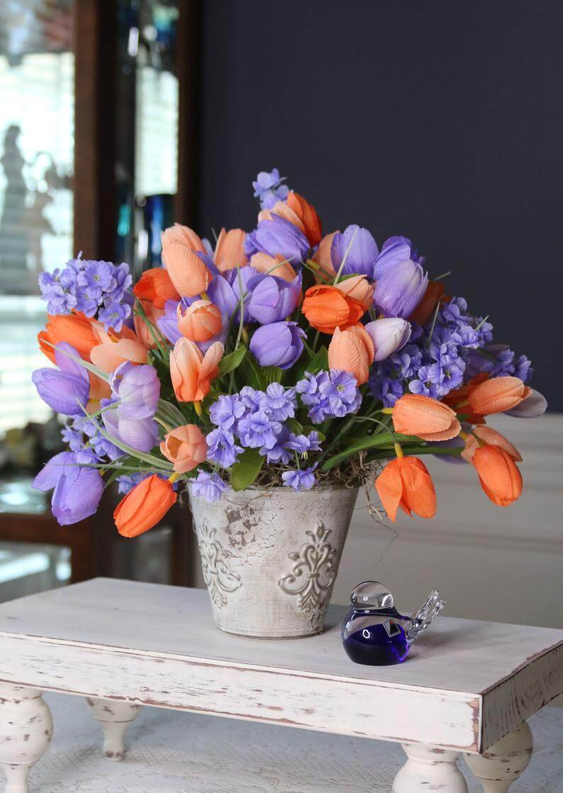 Lavender and Coral Graceful Flower Centerpiece