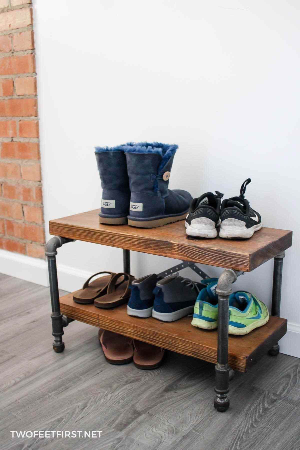 Rustic Handmade Industrial Shoe Rack