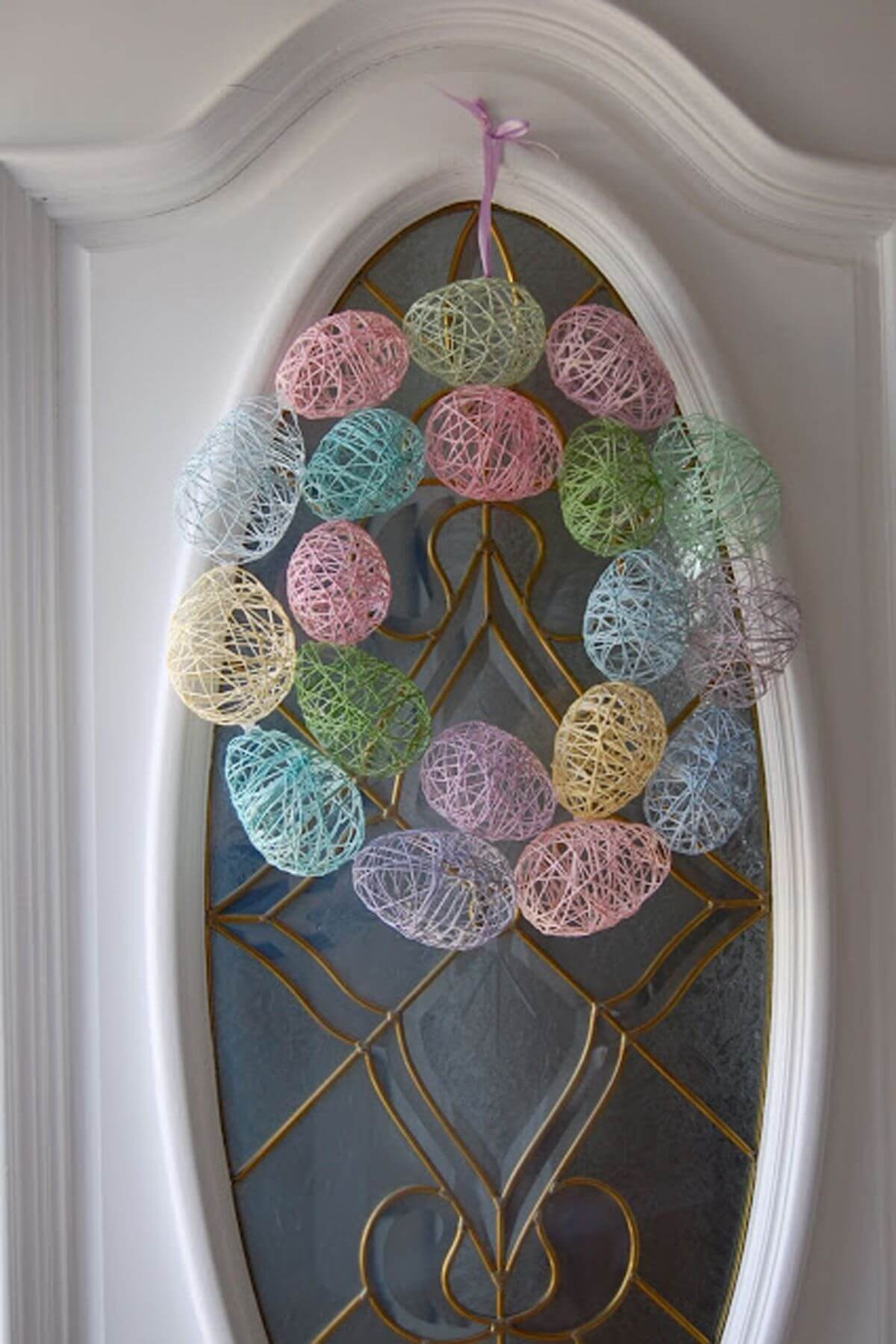 Yarn Art Pastel Egg Wreath