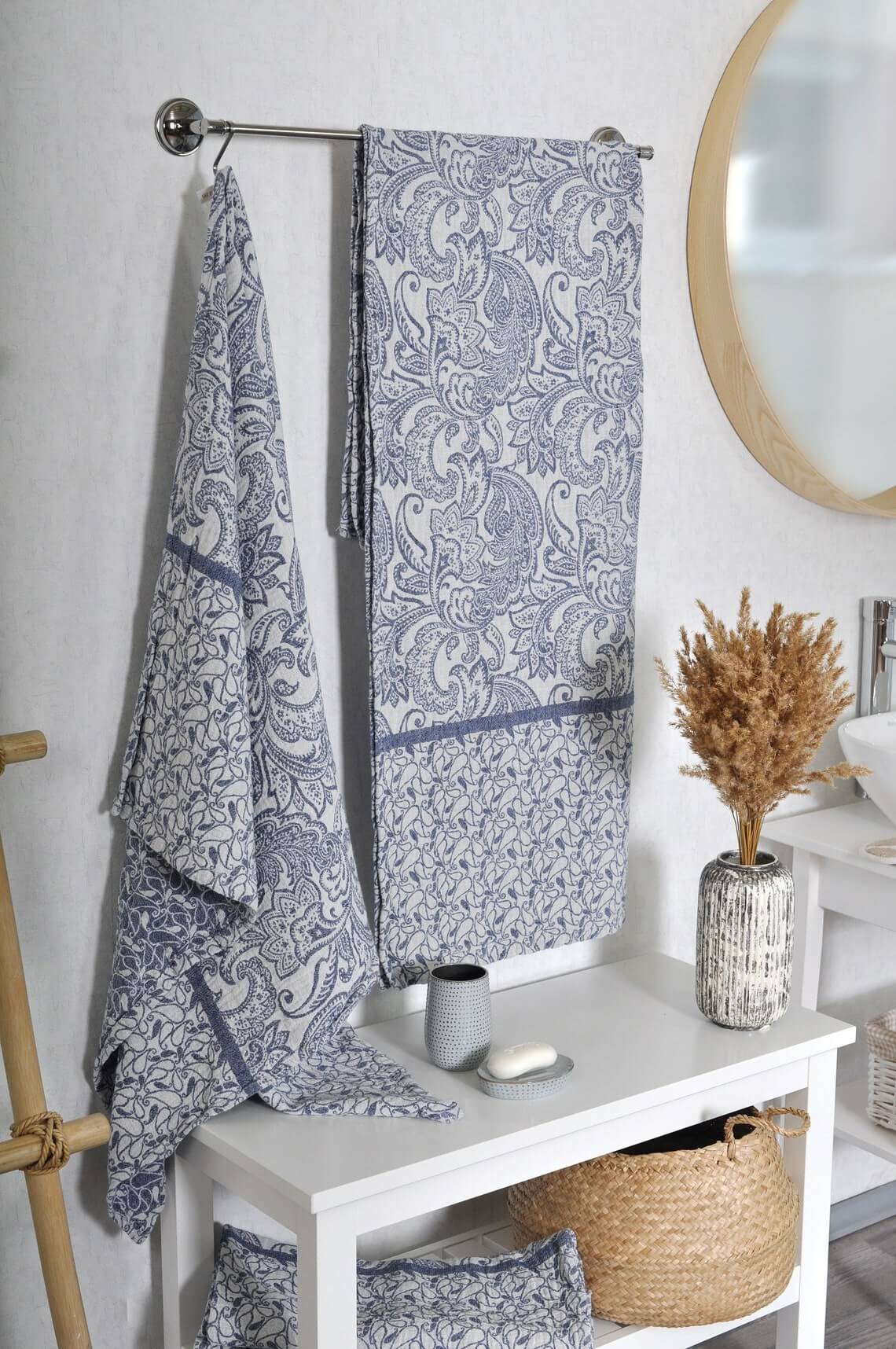 Beautiful French Country Blue Linen Towels