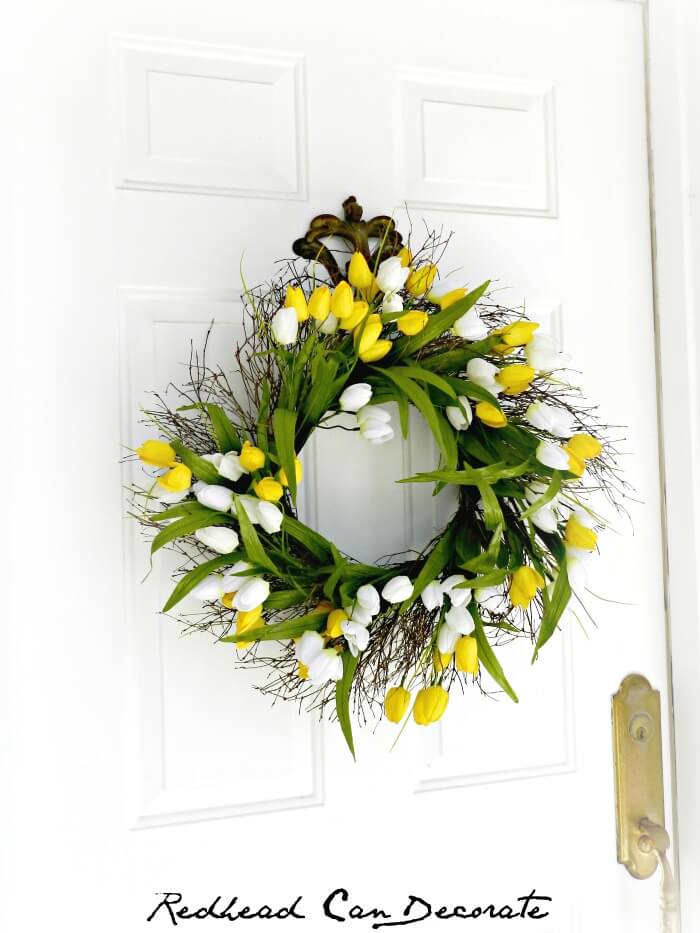 Spring Tulip and Branch Wreath
