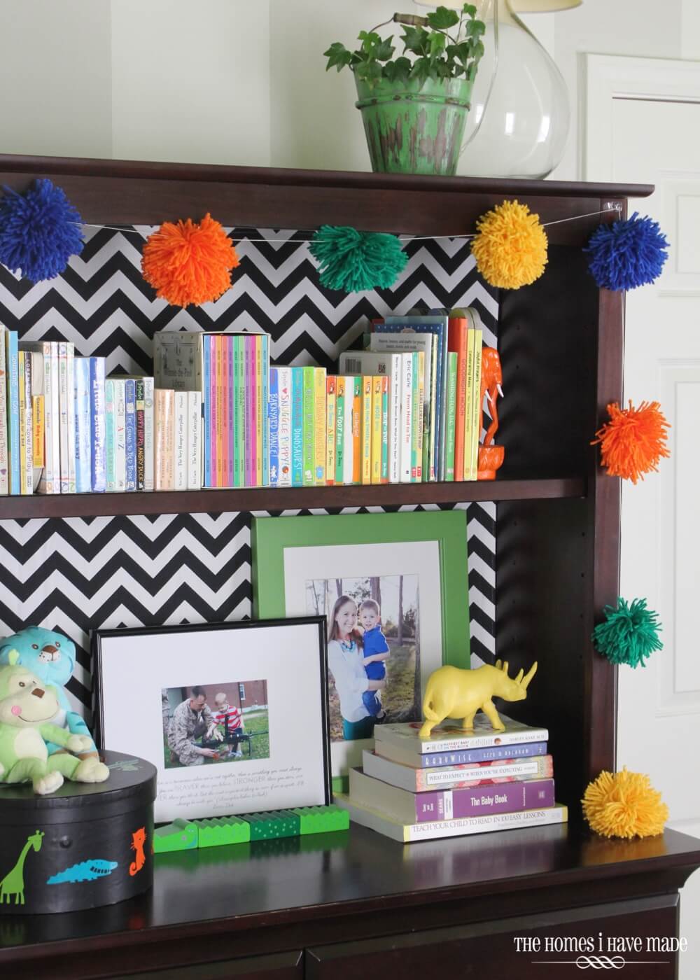 Colorful Jungle-Themed Hutch Makeover