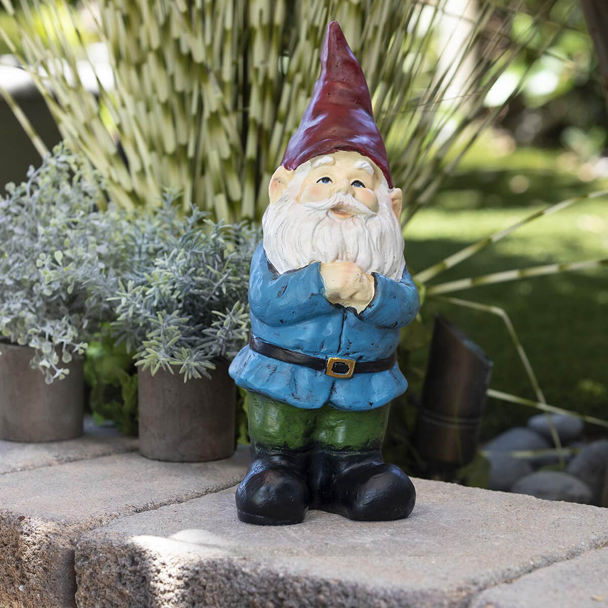 Classic Bearded Garden Gnome with Folded Hands