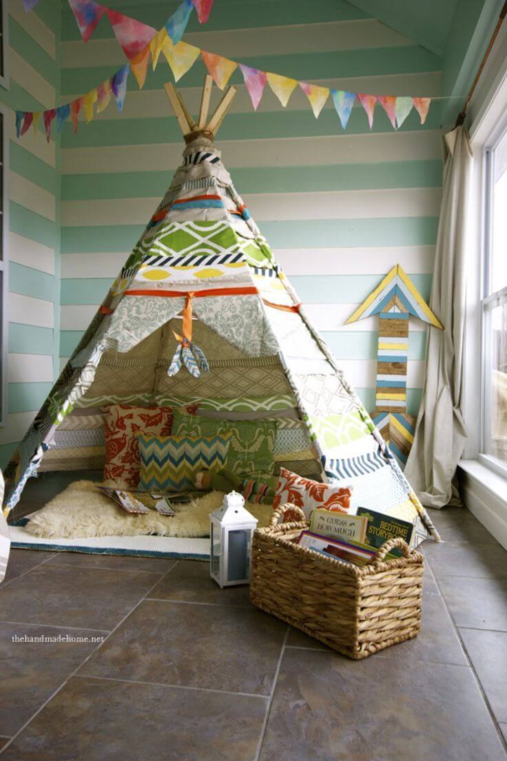 Fun and Bright No Sew Teepee Tent