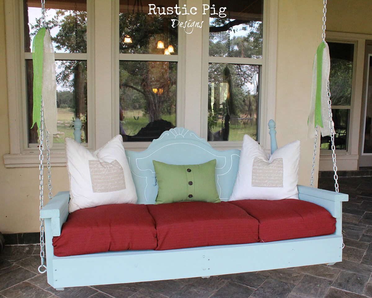 Charming Headboard Back Porch Swing