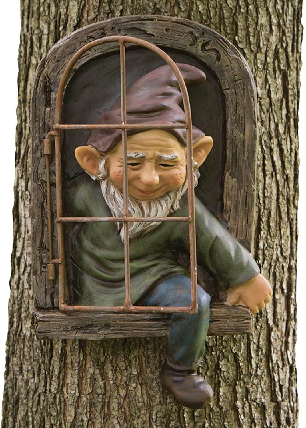 Elf Emerging through Window Tree Decoration