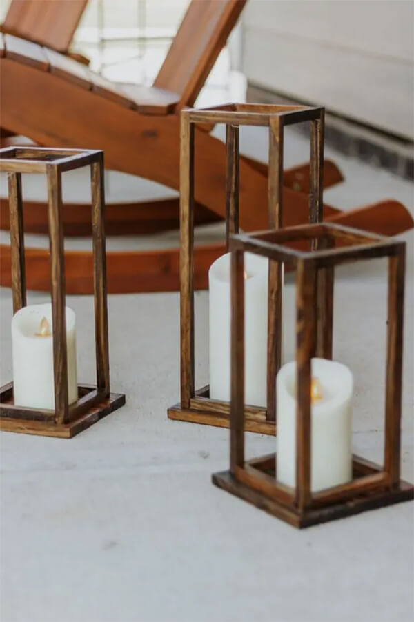 Pallet Wood Lantern-Style Candle Holders