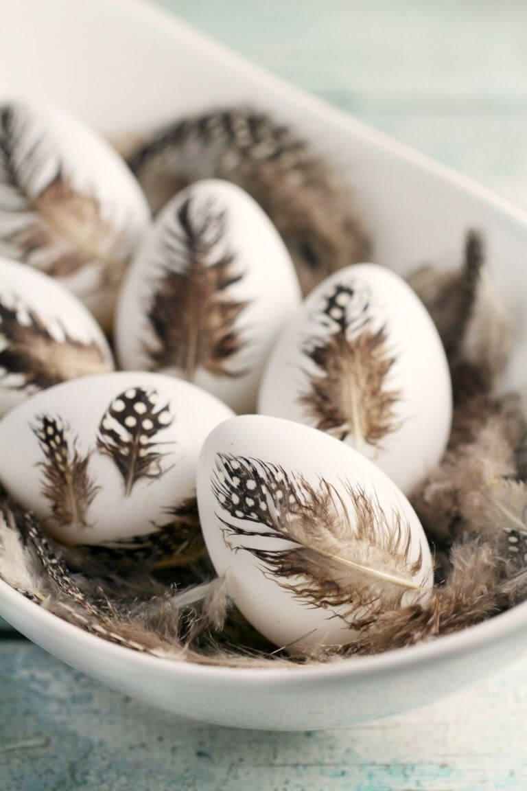 Unique Feather Embellished Easter Egg Decorations