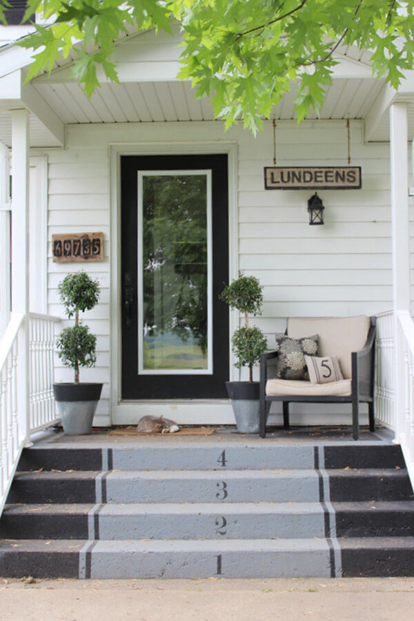 Black and Gray Numbered Front Steps