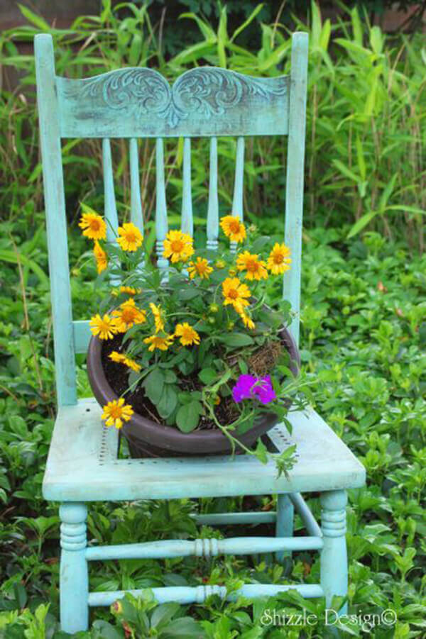 Vintage Outdoor Garden Chair Planter