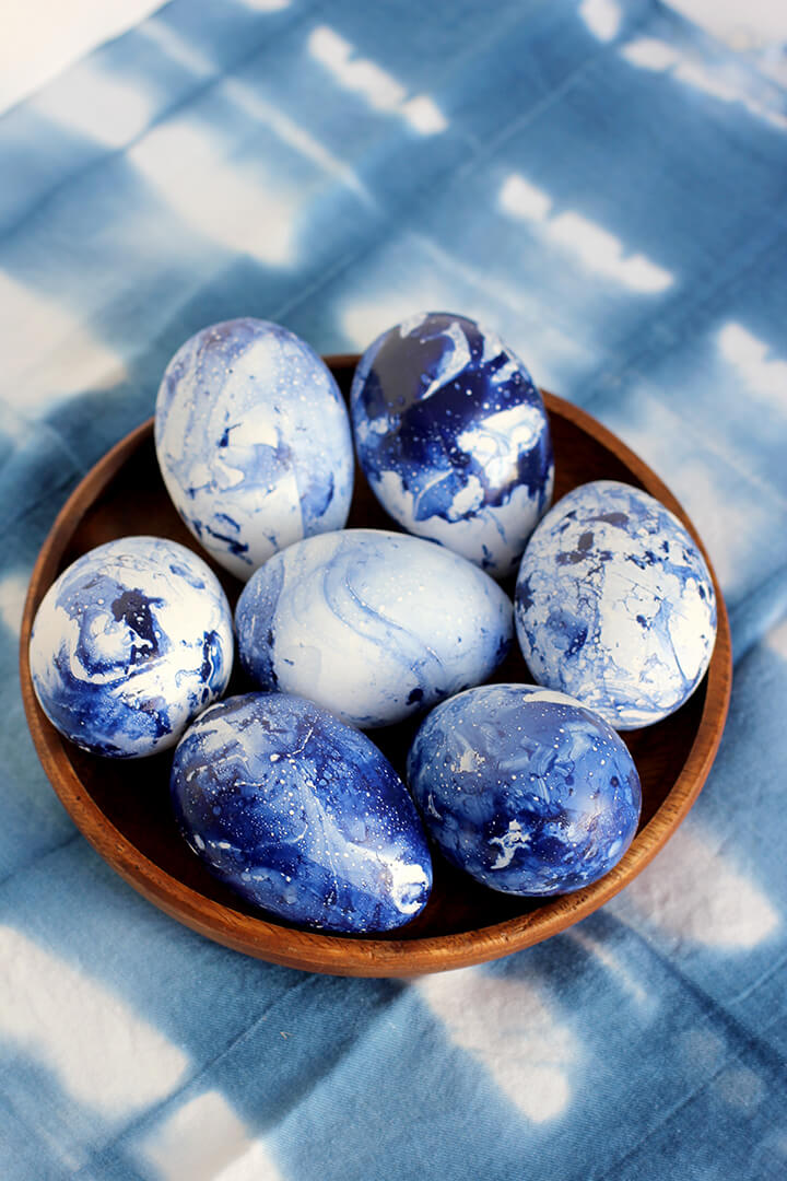 Rich and Vibrant Indigo Marble Swirled Eggs