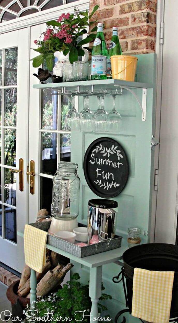 Creative Upcycled Porch Beverage Station