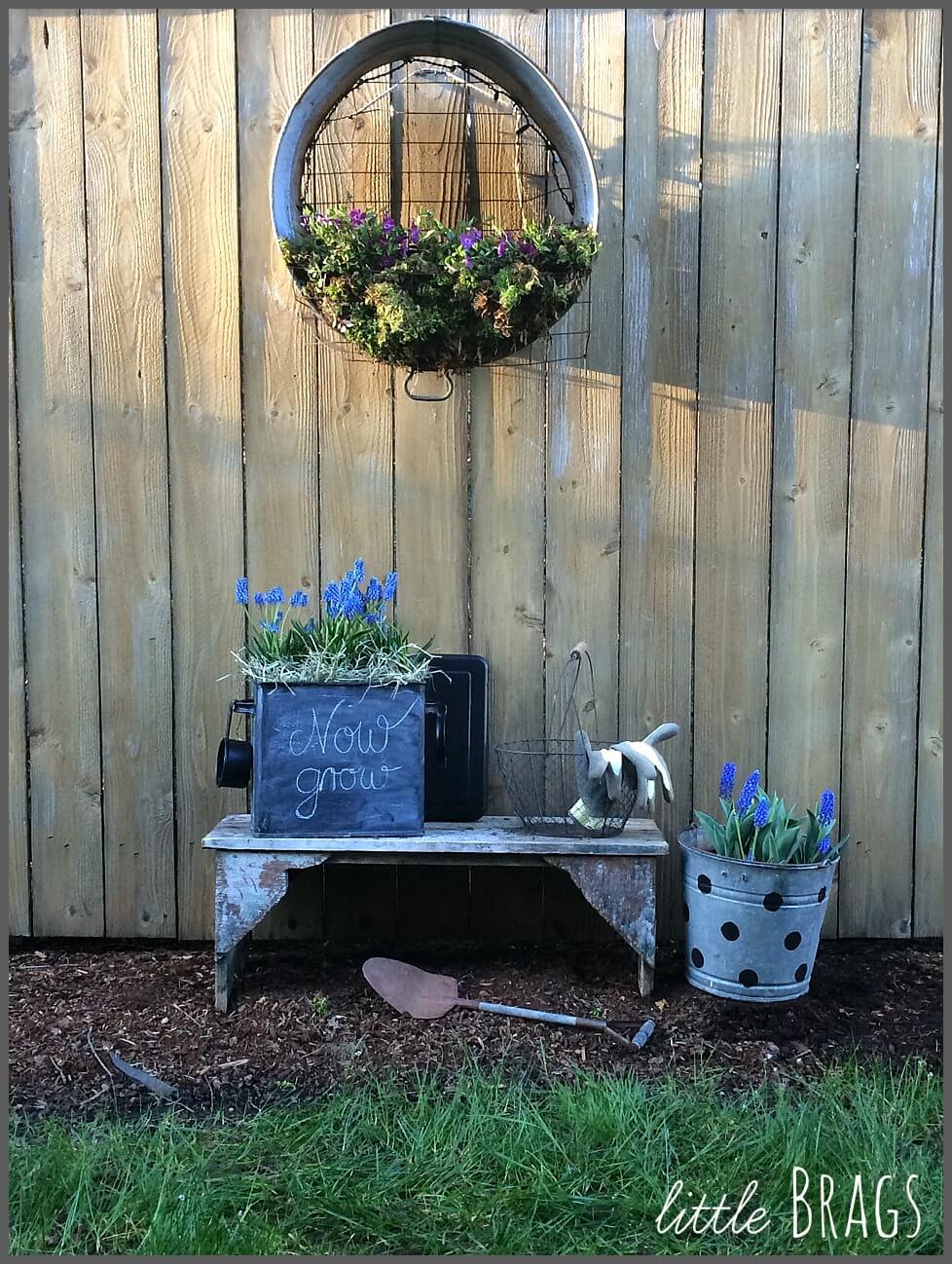 Chalkboard Painted Tub Rustic Outdoor Planter