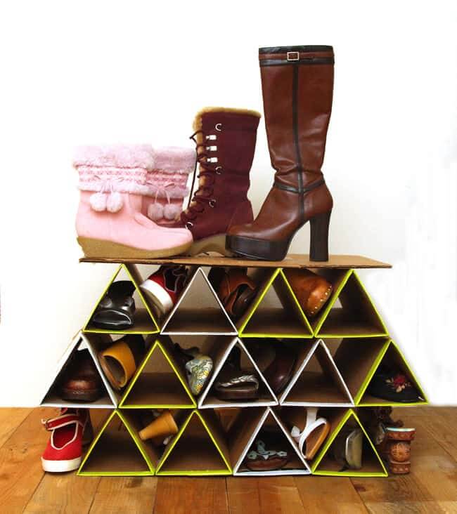Cool DIY Cardboard Shoe Rack