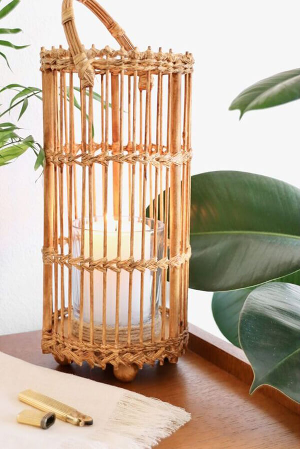 Bamboo Skewer and Woven Raffia Lantern