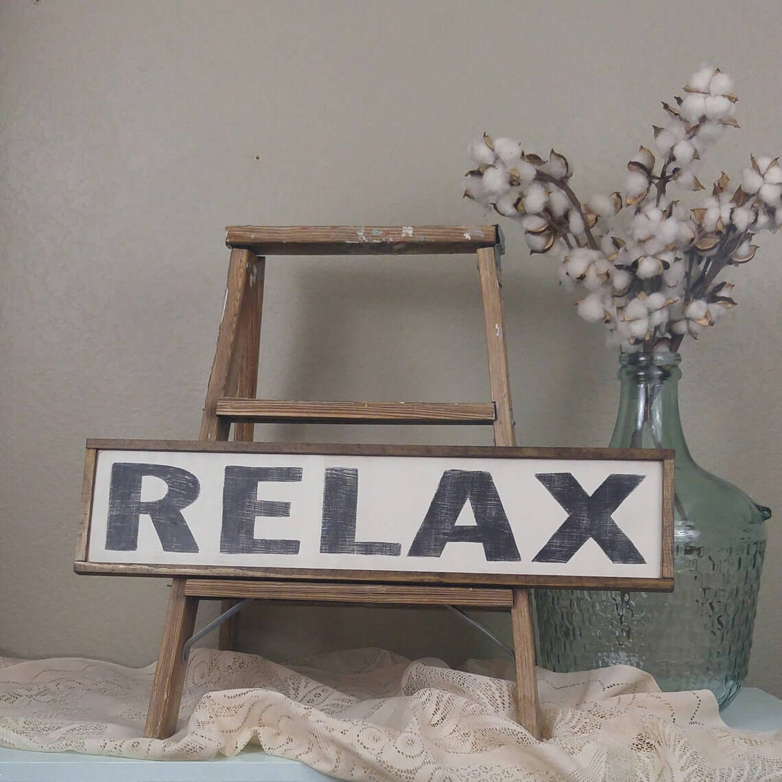 Wood and Black Vintage Relax Sign