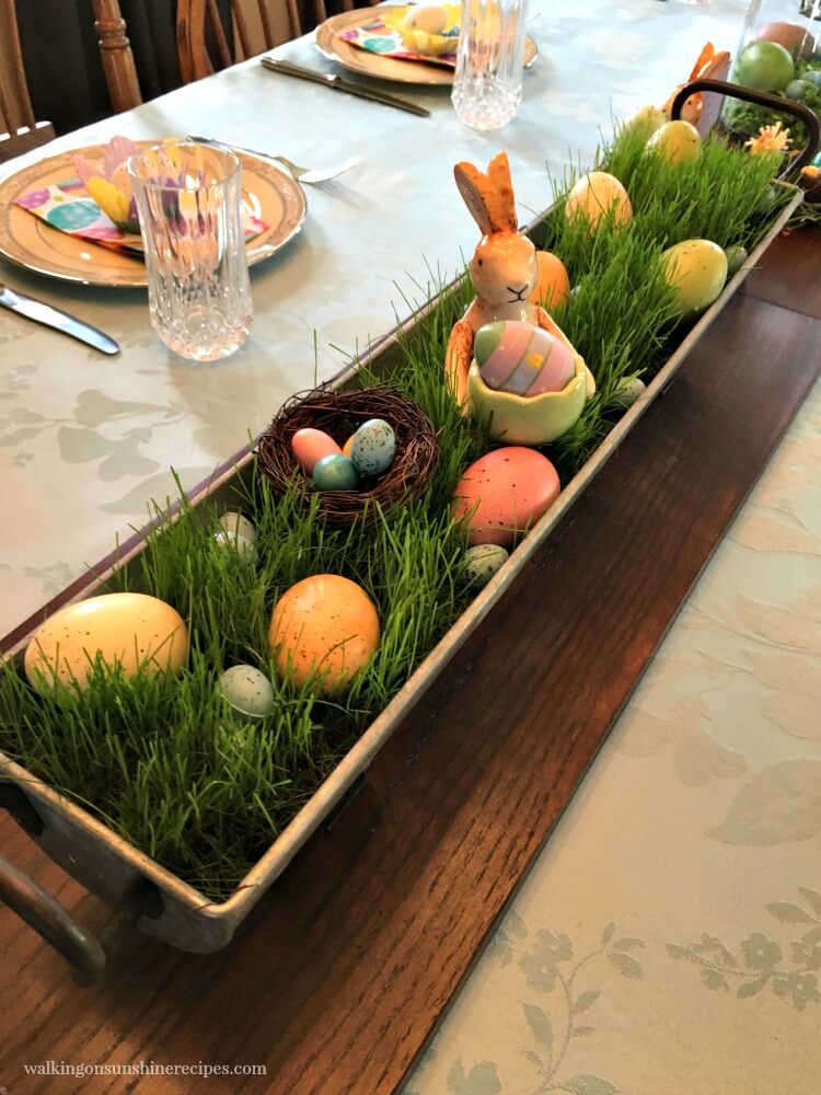 Gorgeous Natural Grass Easter Trough Centerpiece