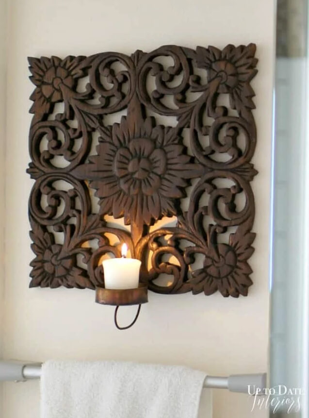 Old World Carved Wooden Wall Sconce