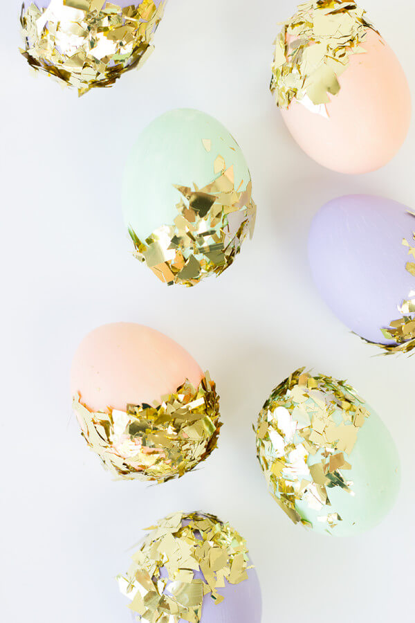 Glistening Gold Confetti Dipped Easter Eggs