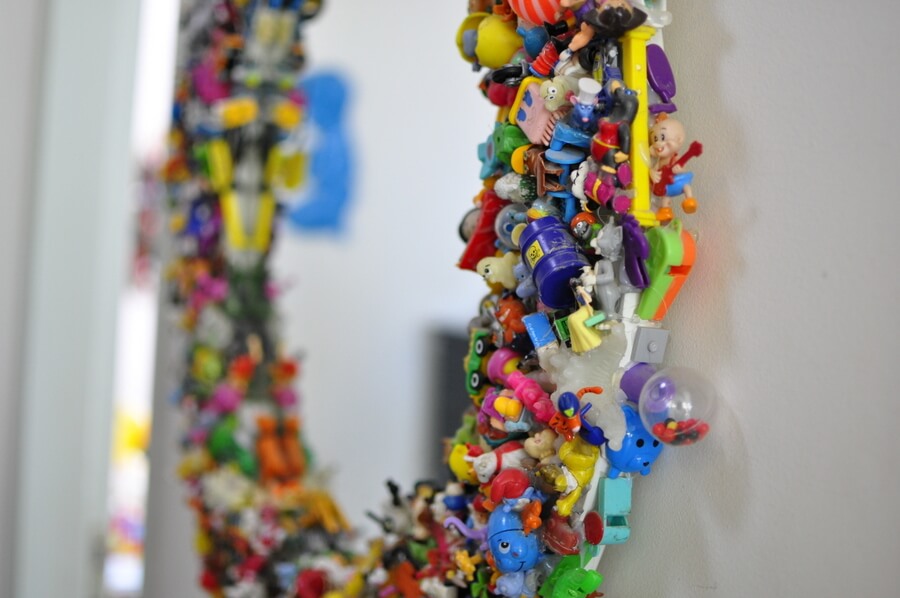 Maximalist Happiness Mirror Made from Recycled Toys