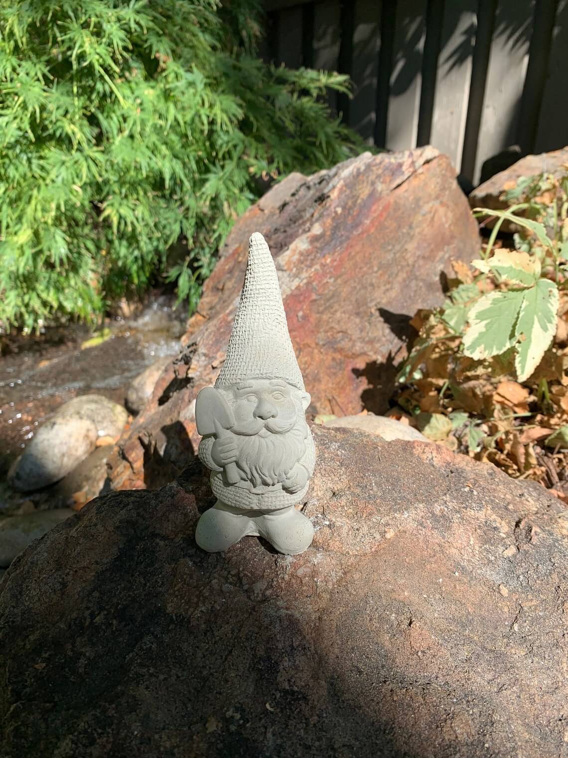 Textured Garden Gnome with Shovel