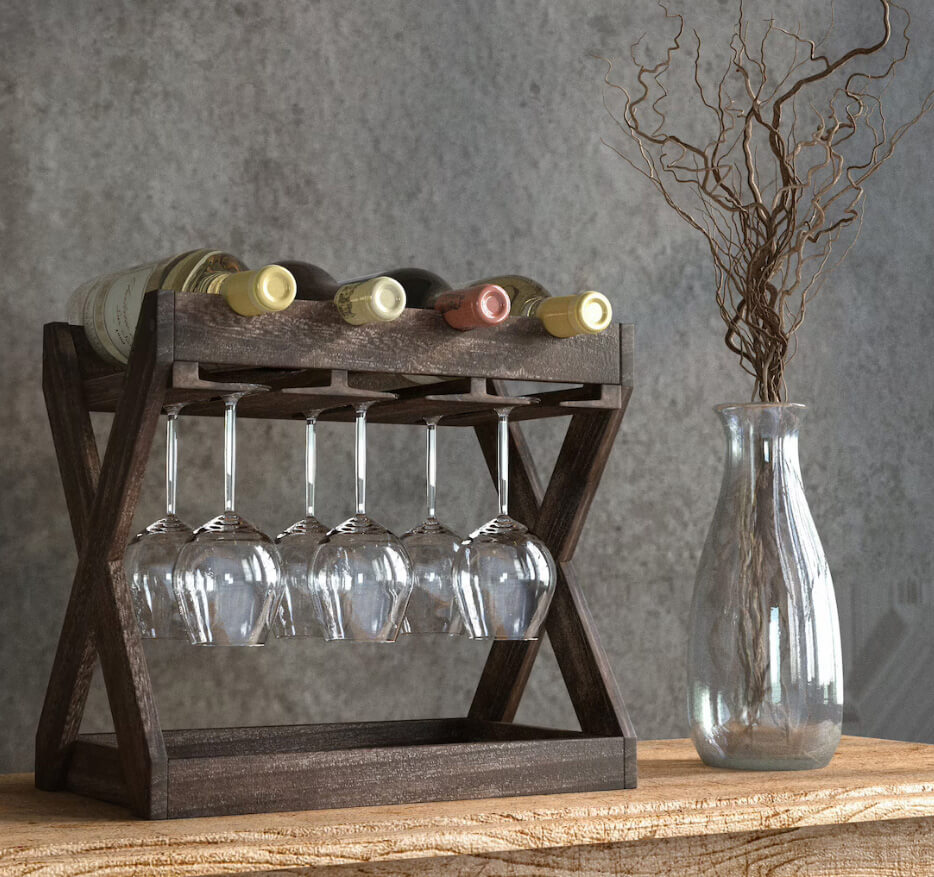 Rustic Tabletop Wine Storage Rack