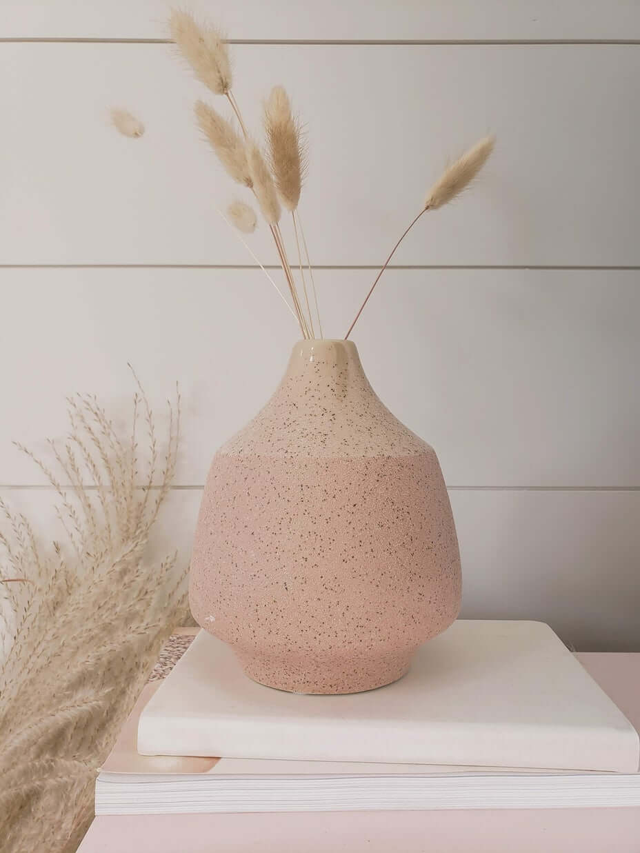 Pastel Blush Colored Stoneware Vase