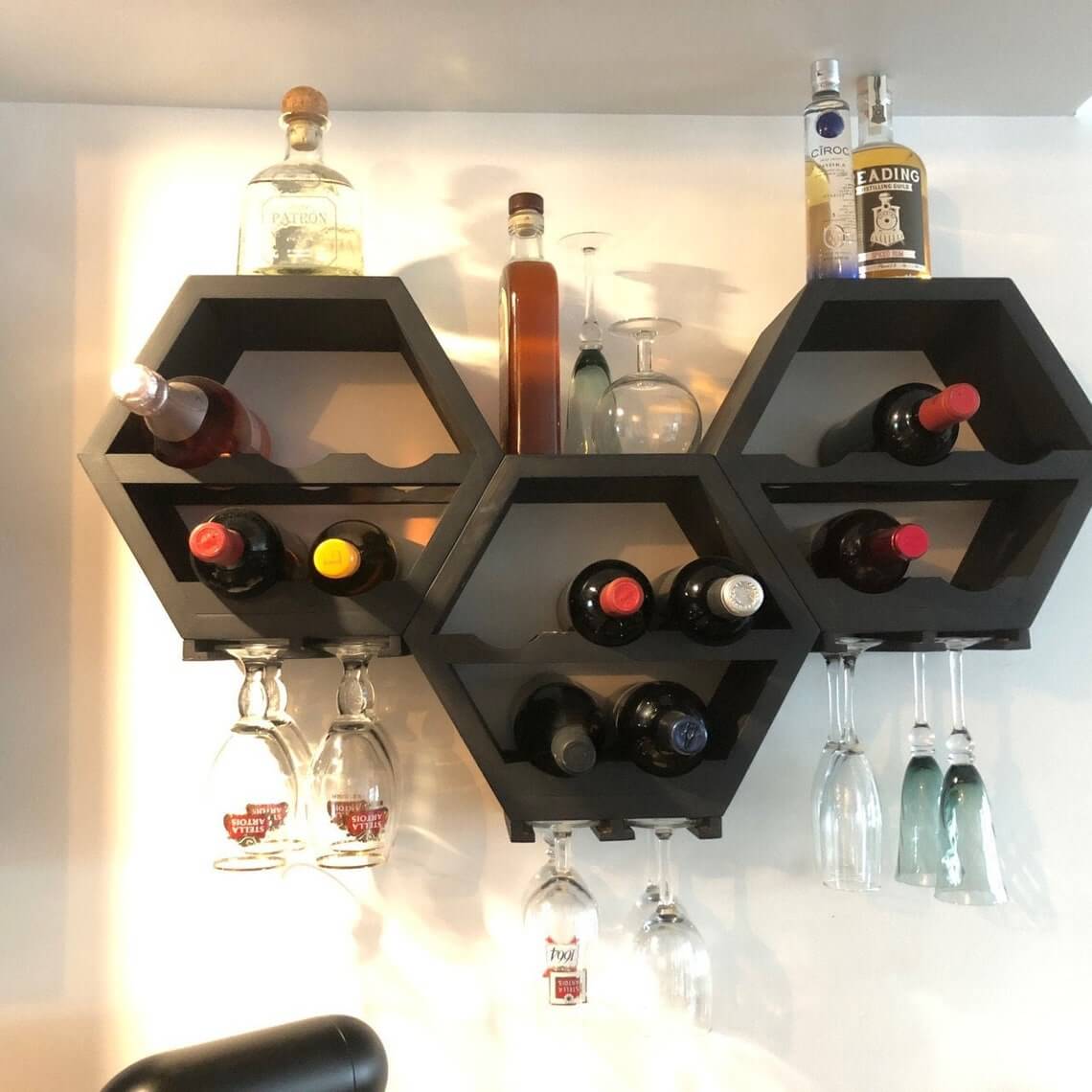 Modern Geometric Handcrafted Wine Rack