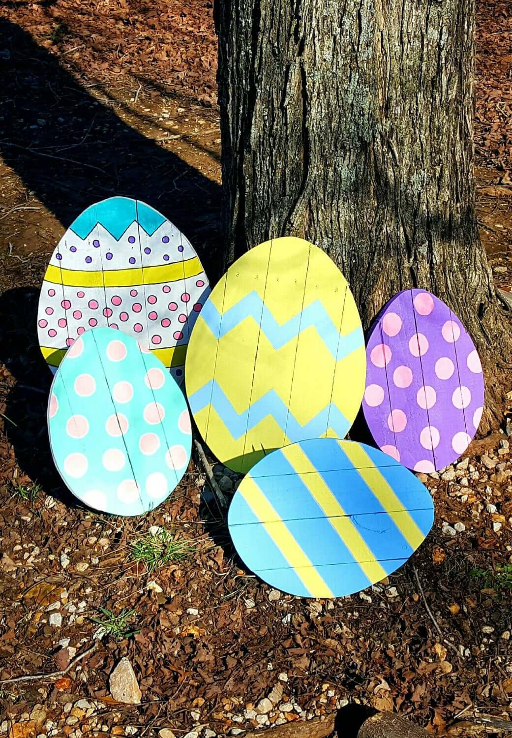 Extra Large Pastel Wooden Eggs Lawn Decorations