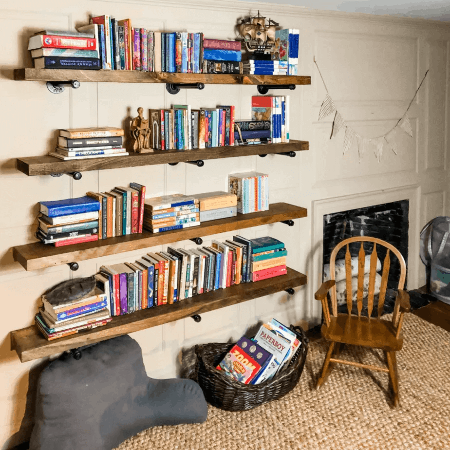 Industrial and Wood Board Bookshelf