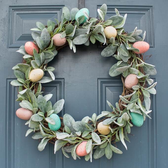 Lamb's Ear and Easter Egg Wreath