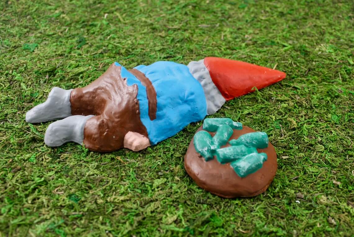 Humorous Drunk Passed Out Garden Gnome Decoration