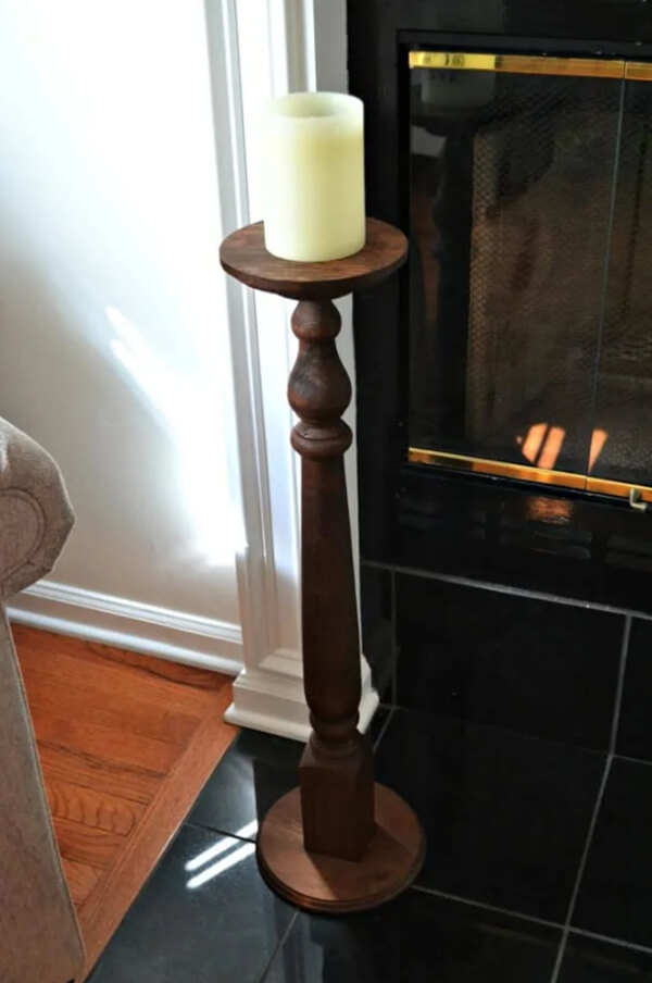 Elegantly Stained Wood Candle Holder