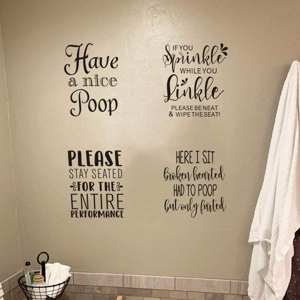 Quirky Bathroom Quotes Wall Vinyl Stickers